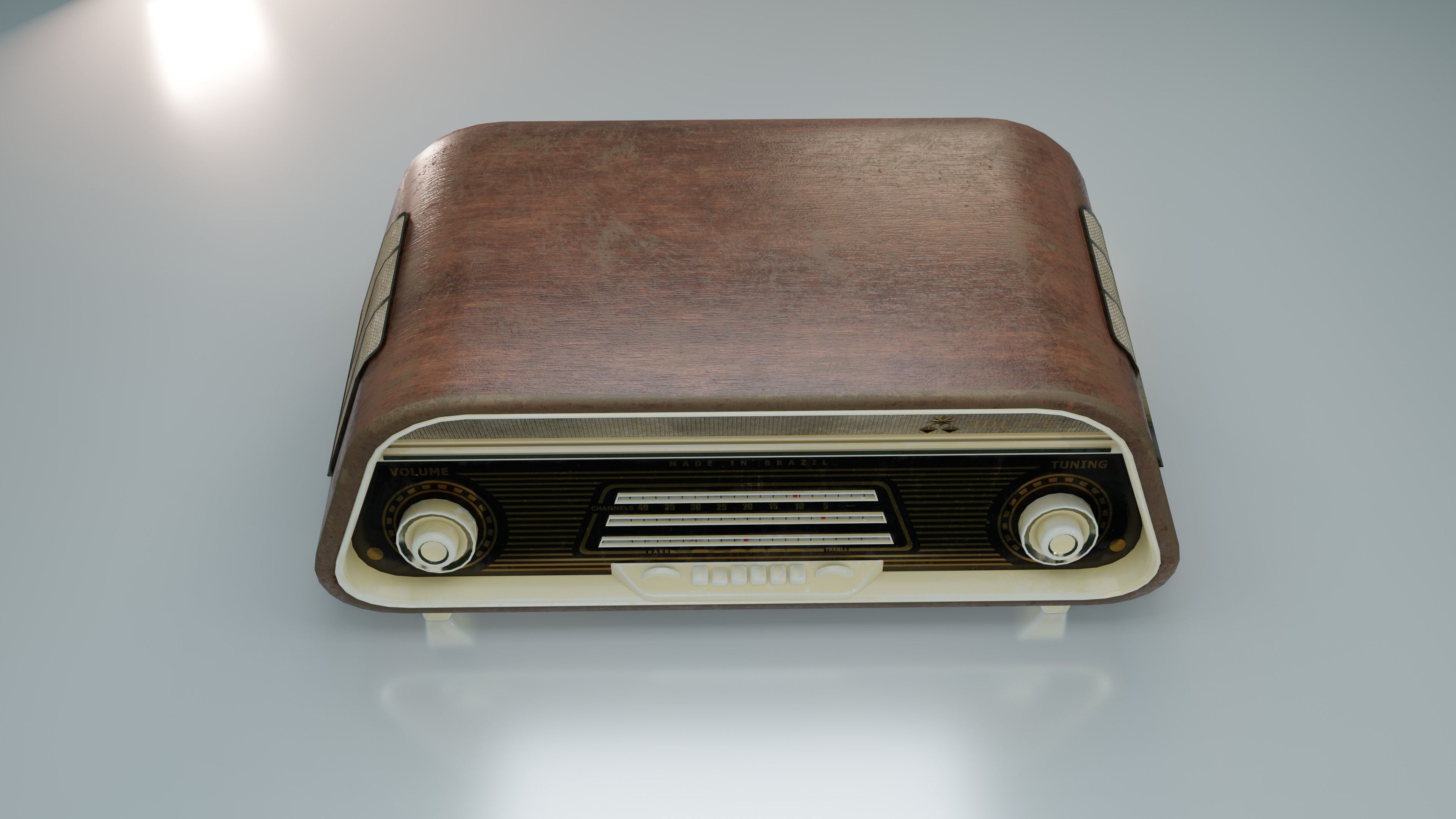 Old Radio Low-poly 3D model_16