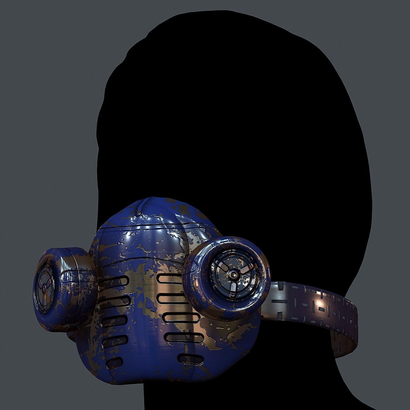 Gas mask helmet 3d model scifi Low-poly  Low-poly 3D model_2