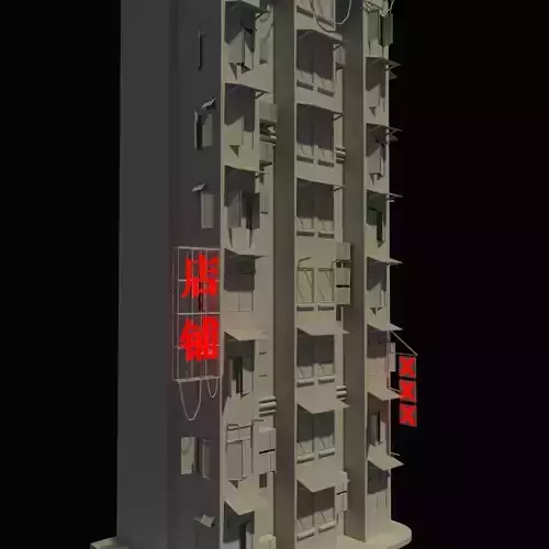 Hong Kong Building Low-poly 3D model