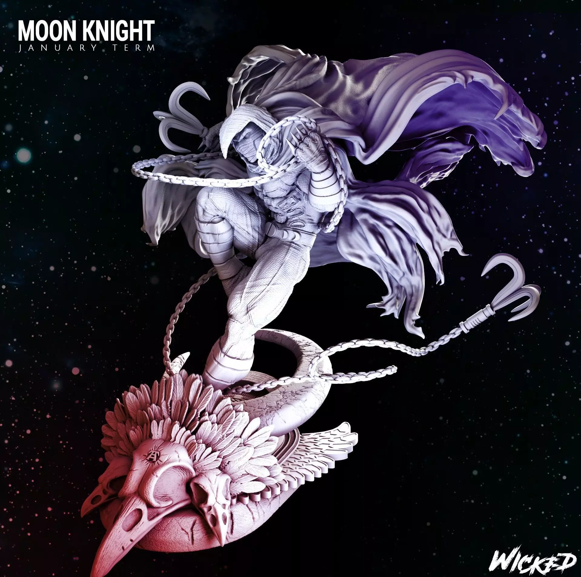 Wicked Marvel Moon Knight STLs Sculpture ready for printing 3D print model