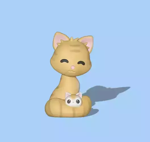 Mother Day - Sitting Cat Mom and Son