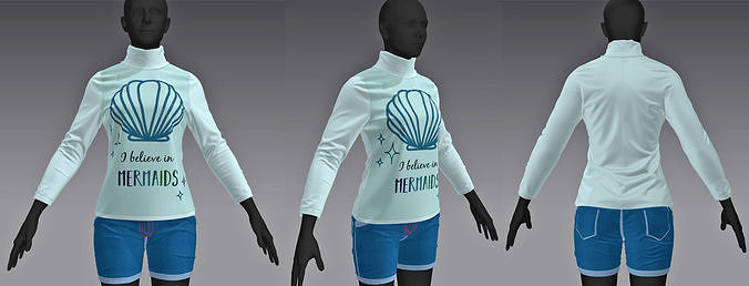 Full Neck T-shirt with Shorts 3D model