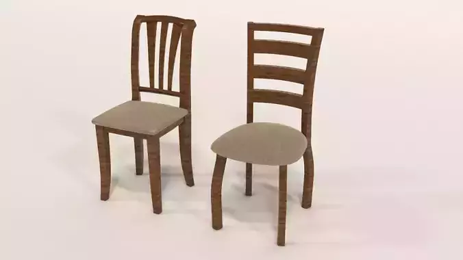 2 Chairs wooden chair with seat