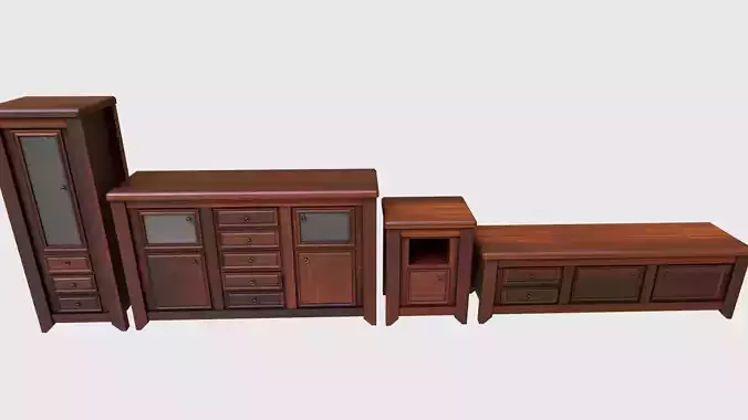 Dark Wood Cabinet Set 