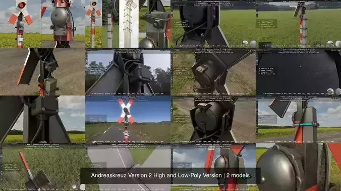 Andreaskreuz Version 2 High and Low-Poly Version 3D Model Collection