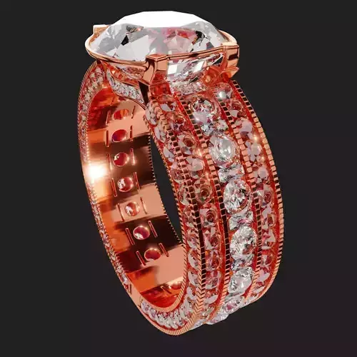 Rose-Gold Halo Engagement Ring 3D model