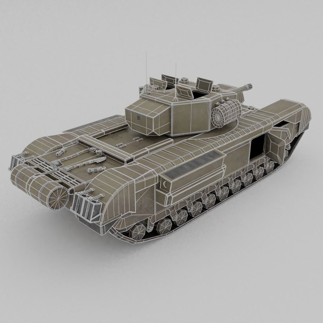 Churchill MK III Infantry Support Heavy Tank Low-poly 3D model_13