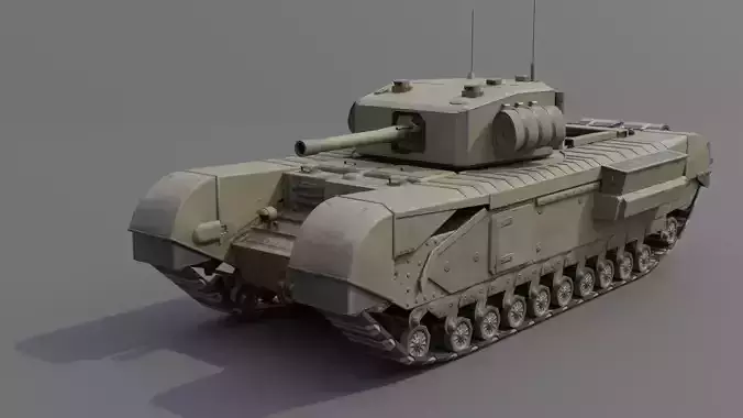 Churchill MK III Infantry Support Heavy Tank Low-poly 3D model