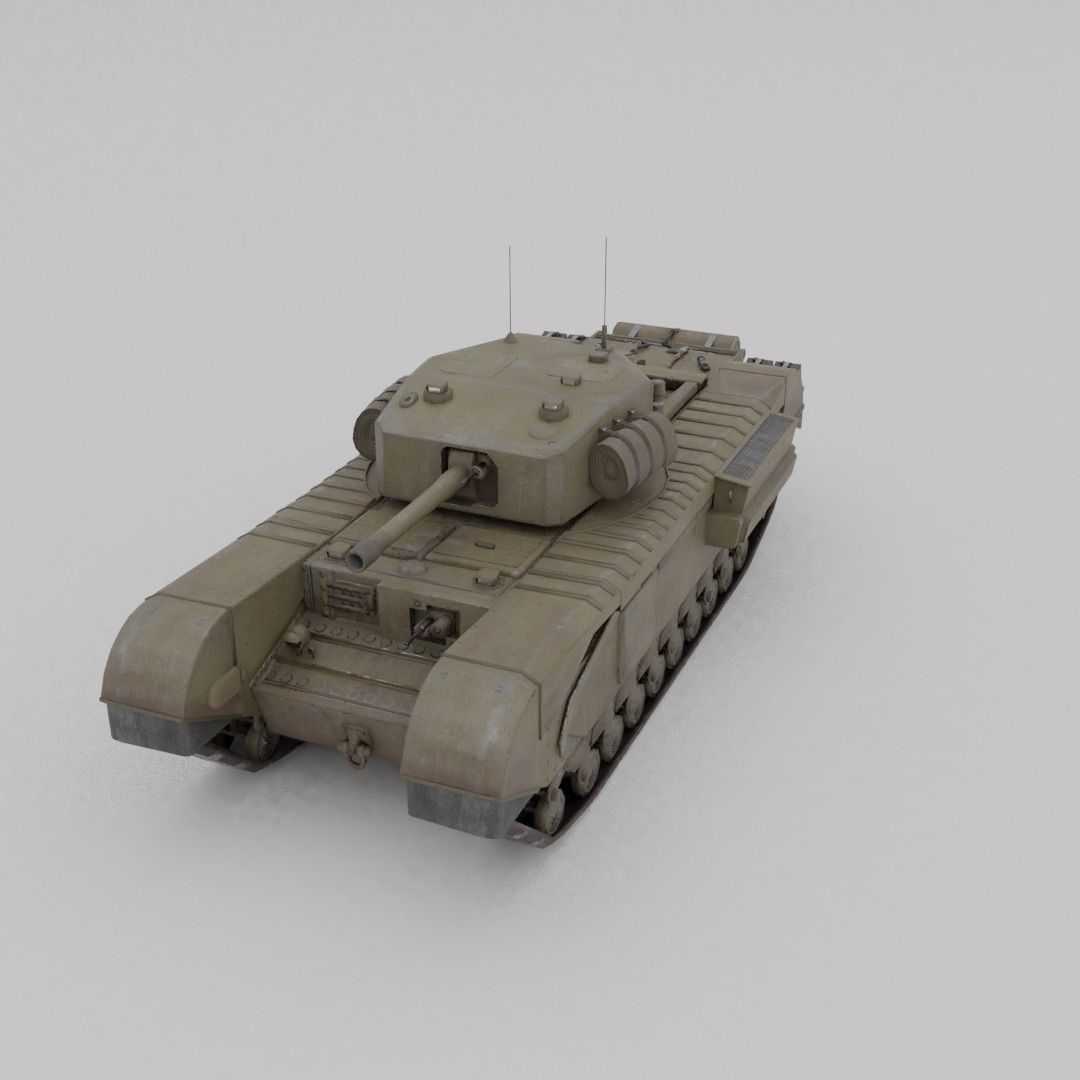 Churchill MK III Infantry Support Heavy Tank Low-poly 3D model_12