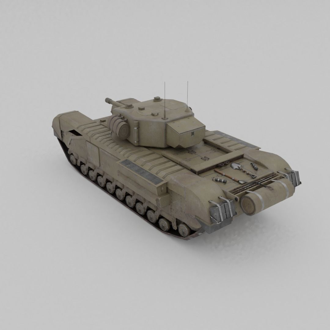 Churchill MK III Infantry Support Heavy Tank Low-poly 3D model_19