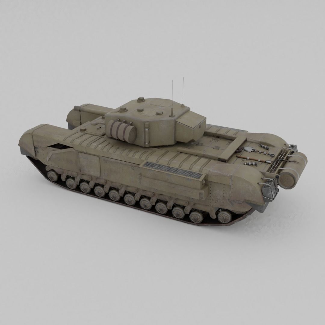 Churchill MK III Infantry Support Heavy Tank Low-poly 3D model_17