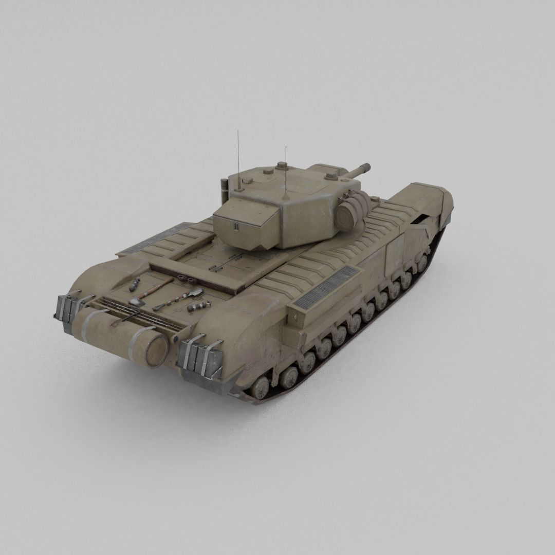 Churchill MK III Infantry Support Heavy Tank Low-poly 3D model_9