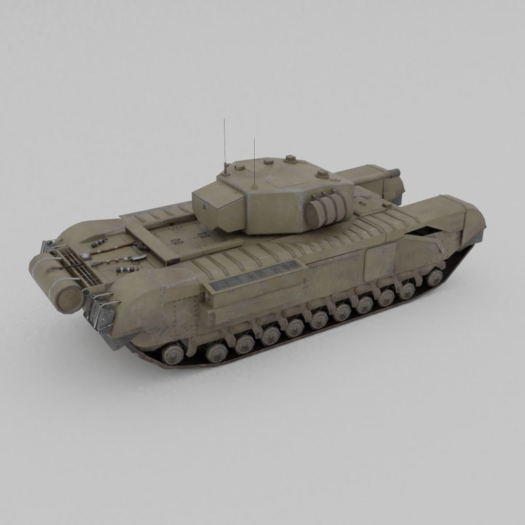 Churchill MK III Infantry Support Heavy Tank Low-poly 3D model_10