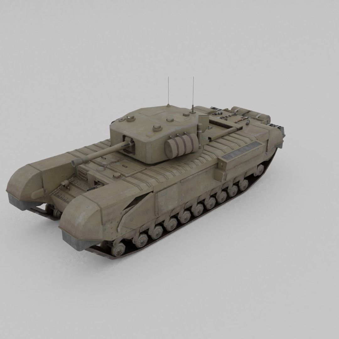 Churchill MK III Infantry Support Heavy Tank Low-poly 3D model_24