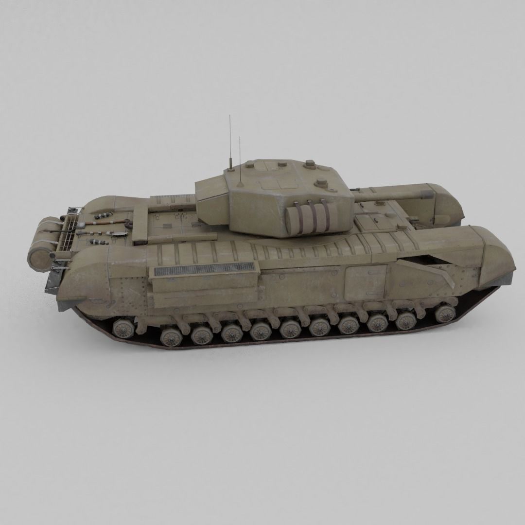 Churchill MK III Infantry Support Heavy Tank Low-poly 3D model_11