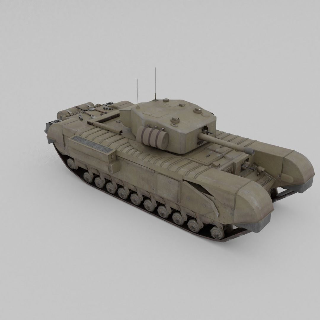 Churchill MK III Infantry Support Heavy Tank Low-poly 3D model_18