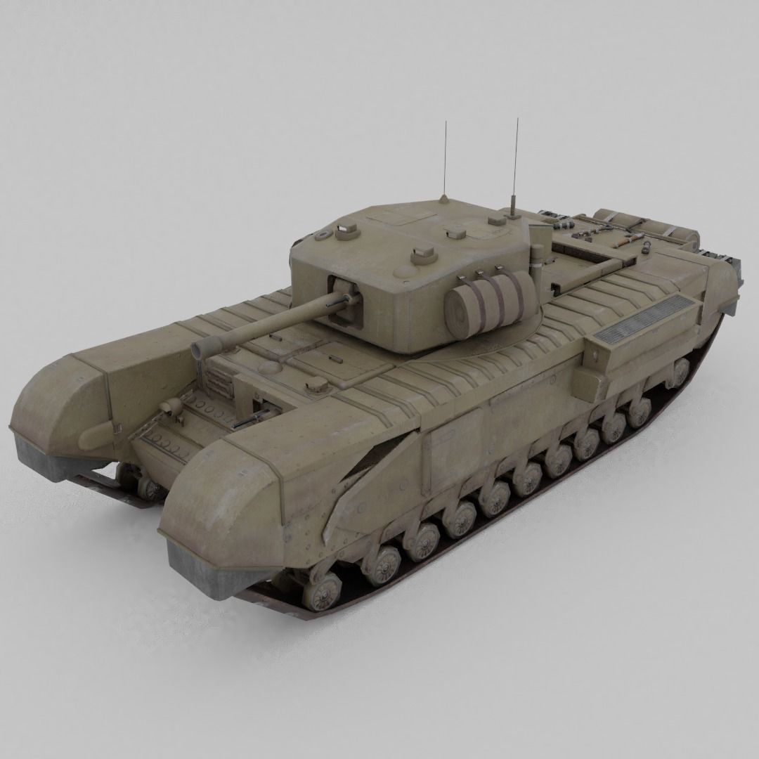 Churchill MK III Infantry Support Heavy Tank Low-poly 3D model_2
