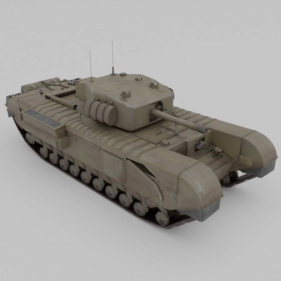 Churchill MK III Infantry Support Heavy Tank Low-poly 3D model_4