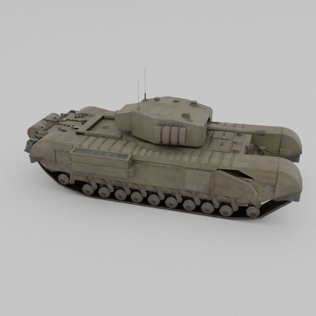 Churchill MK III Infantry Support Heavy Tank Low-poly 3D model_25