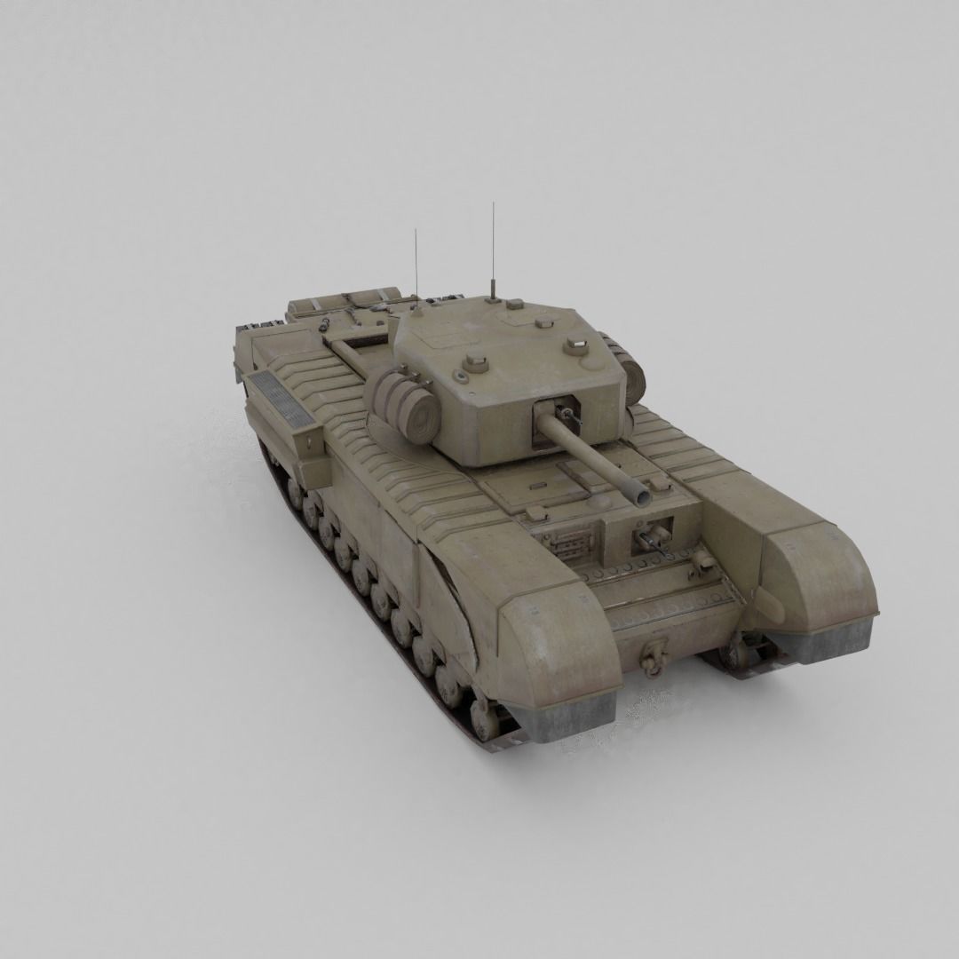Churchill MK III Infantry Support Heavy Tank Low-poly 3D model_16