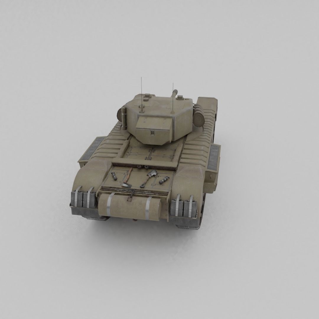 Churchill MK III Infantry Support Heavy Tank Low-poly 3D model_8