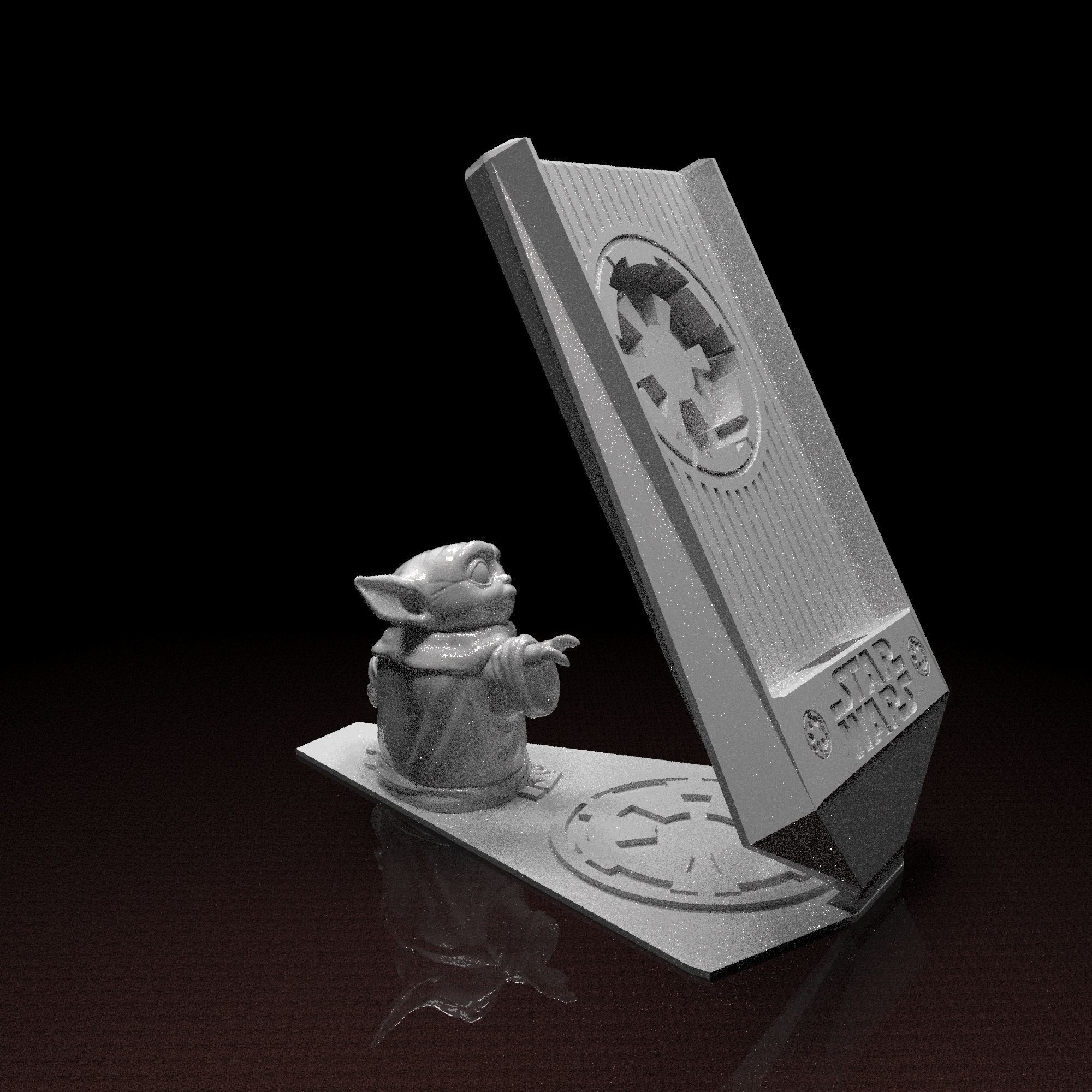 Star Wars phone holder Baby Yoda 3d model ready to print 3D print model_7