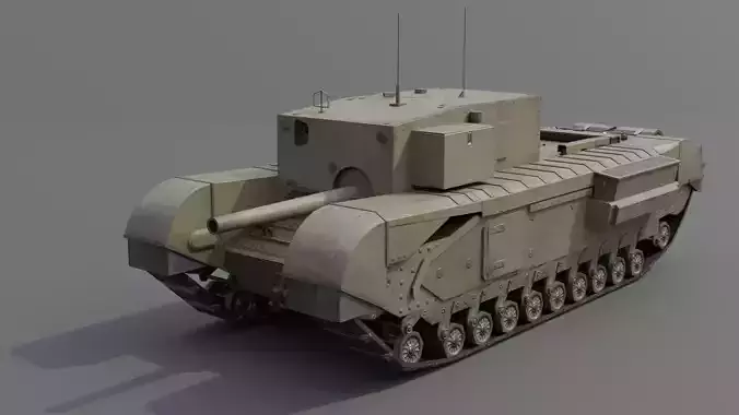 Churchill 3 inch gun carrier  Low-poly 3D model