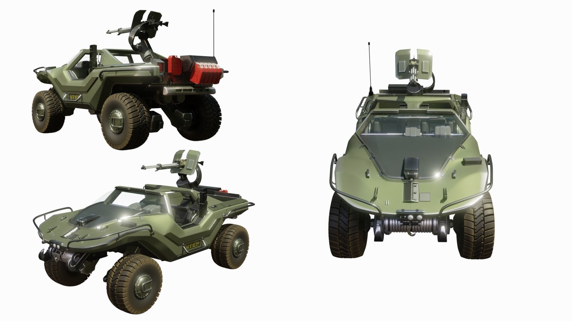 Halo Military Warthog with Interiors 3D model_1