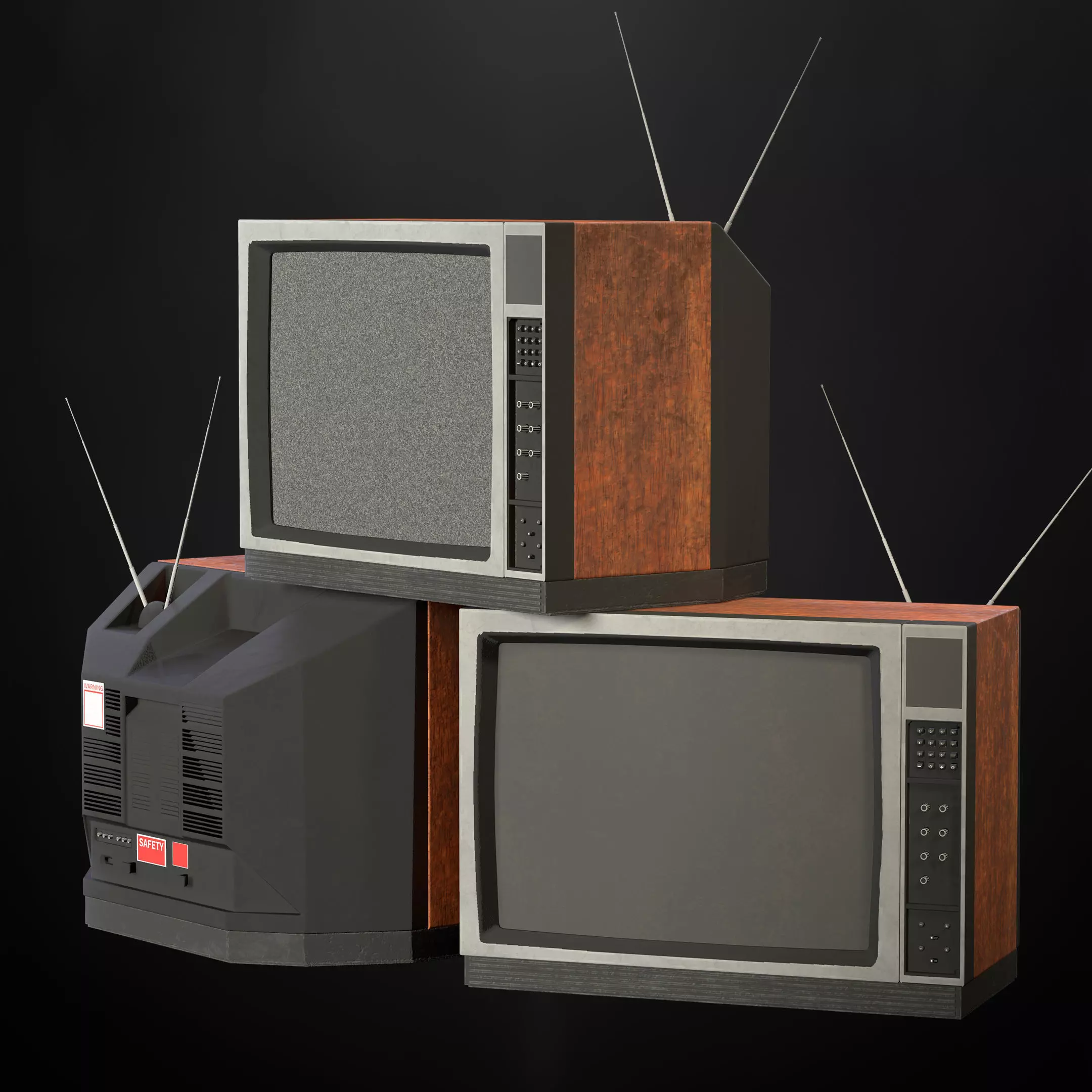 Old TV Low-poly 3D model_0