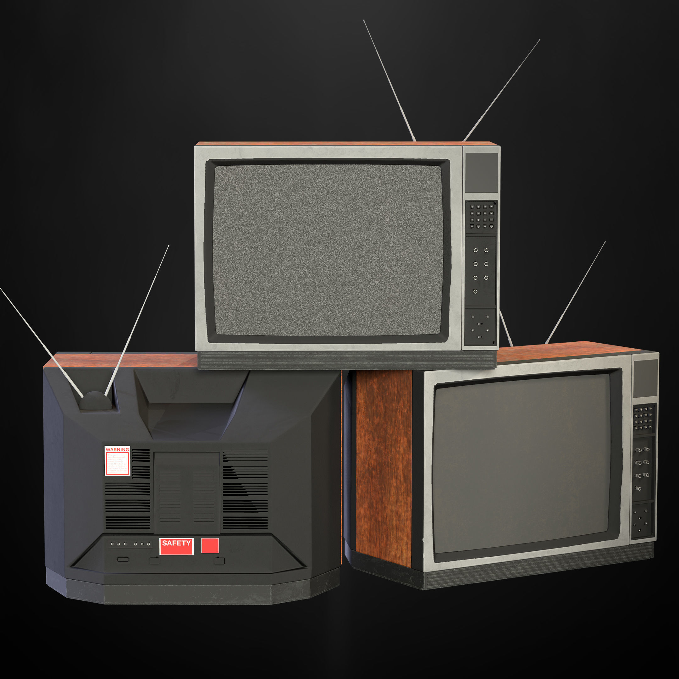 Old TV Low-poly 3D model_1