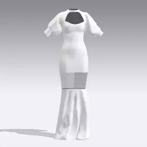 FISH DRESS WITH TULLE WATERMELTER SLEEVE HEART COLLAR