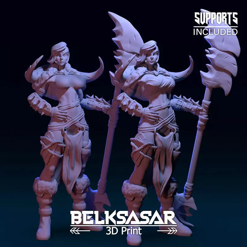 Barbarian Girl Dressed and Nude 3D print model
