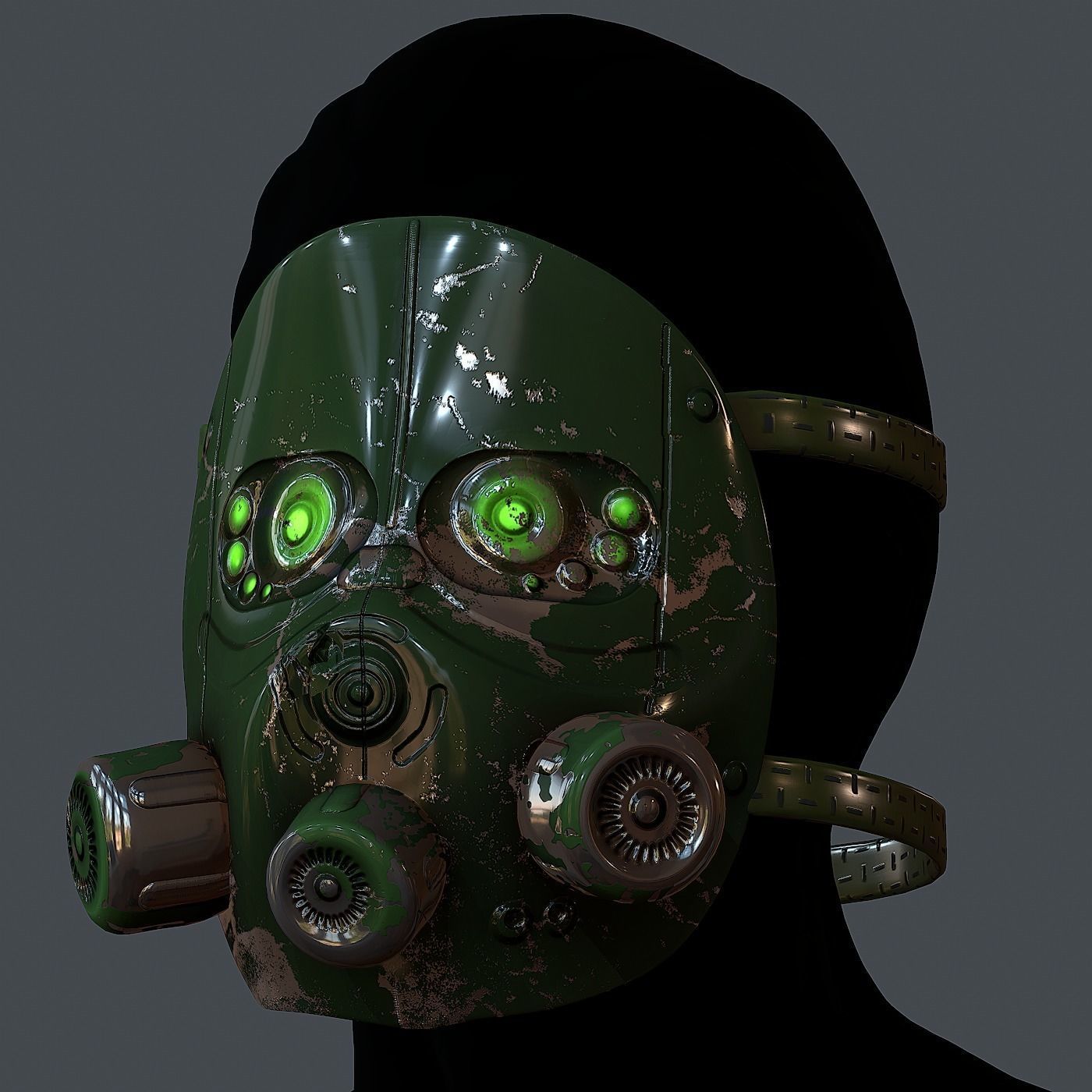Gas mask helmet 3d model scifi Low-poly  Low-poly 3D model_2