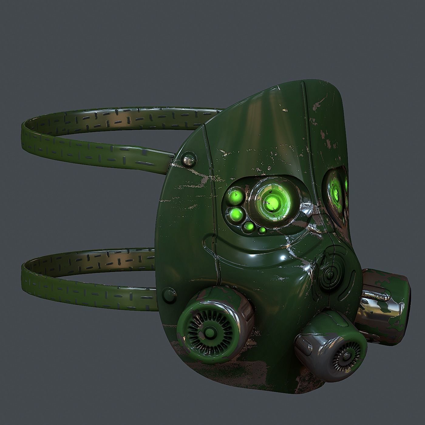 Gas mask helmet 3d model scifi Low-poly  Low-poly 3D model_3