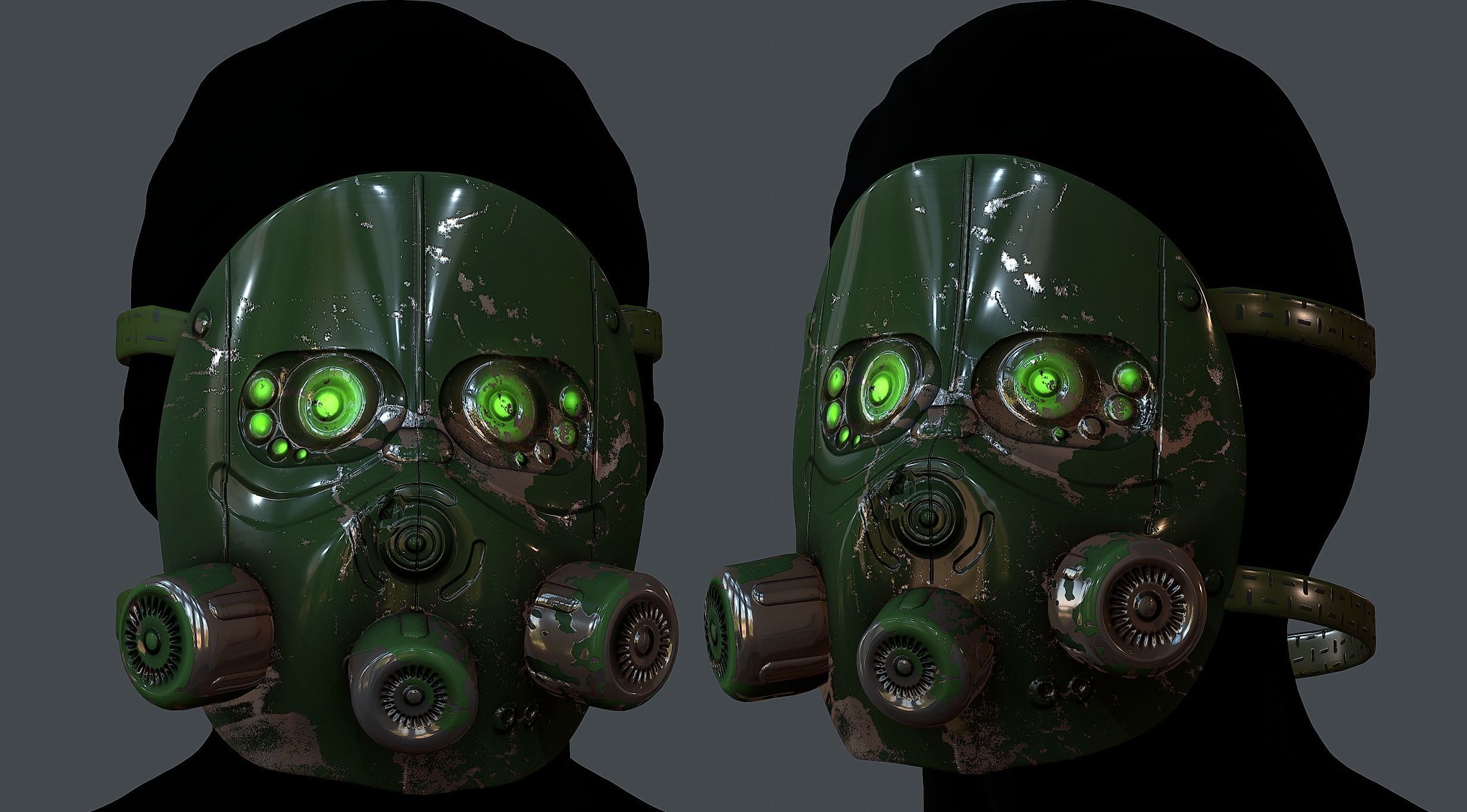 Gas mask helmet 3d model scifi Low-poly  Low-poly 3D model_1