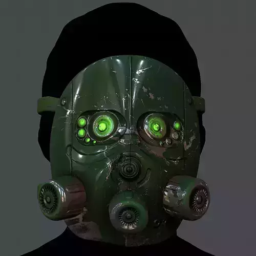 Gas mask helmet 3d model scifi Low-poly 