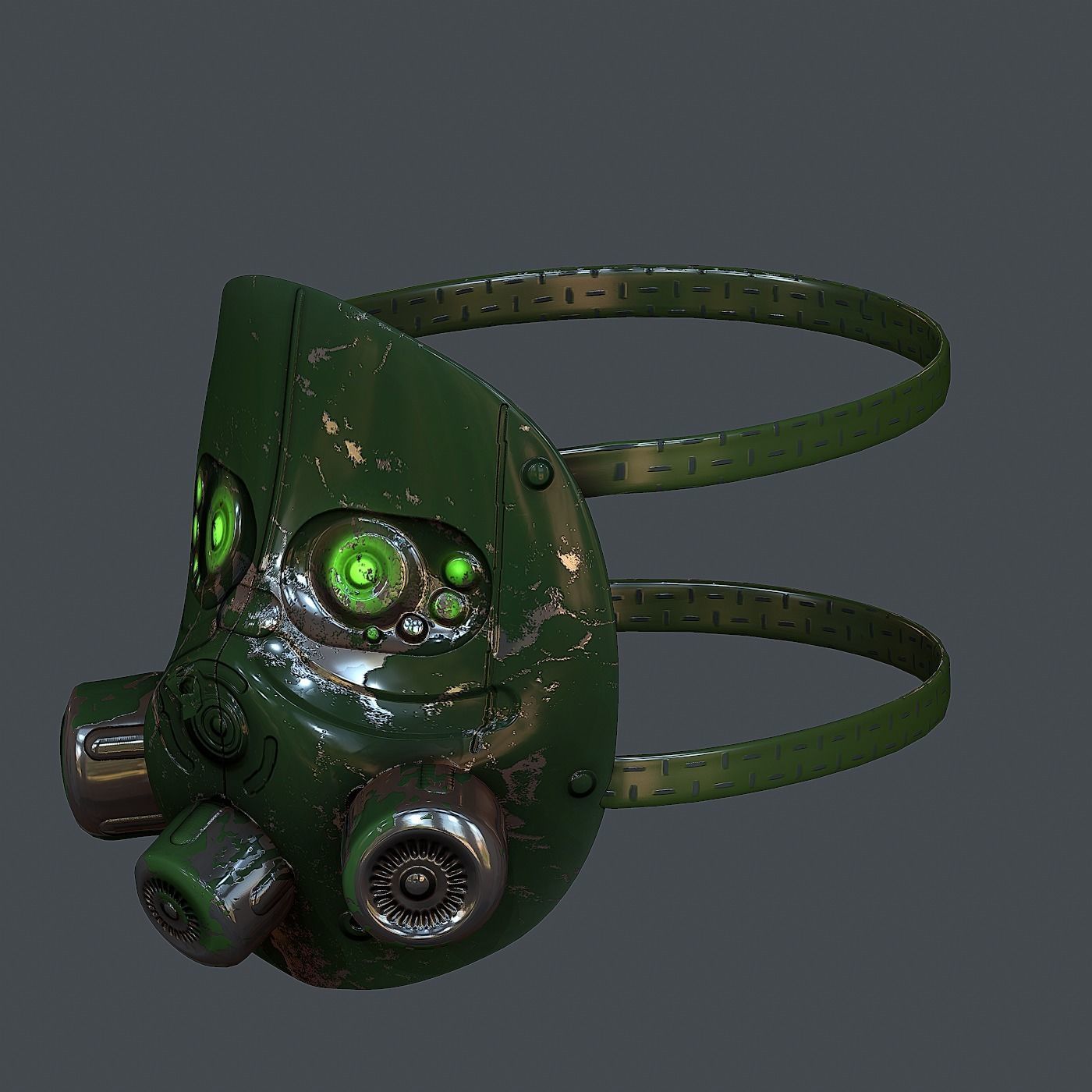 Gas mask helmet 3d model scifi Low-poly  Low-poly 3D model_5