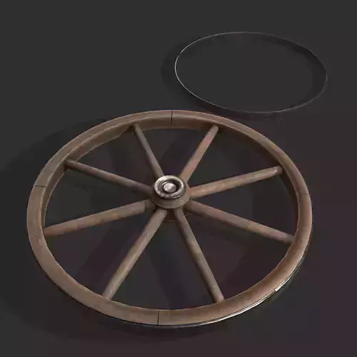 Medieval Style Wagon Wheel Low-poly 3D model