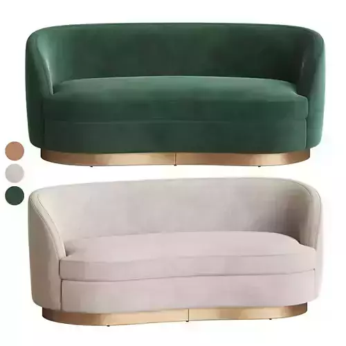 Tropez Velvet Petite Sofa 3D model
