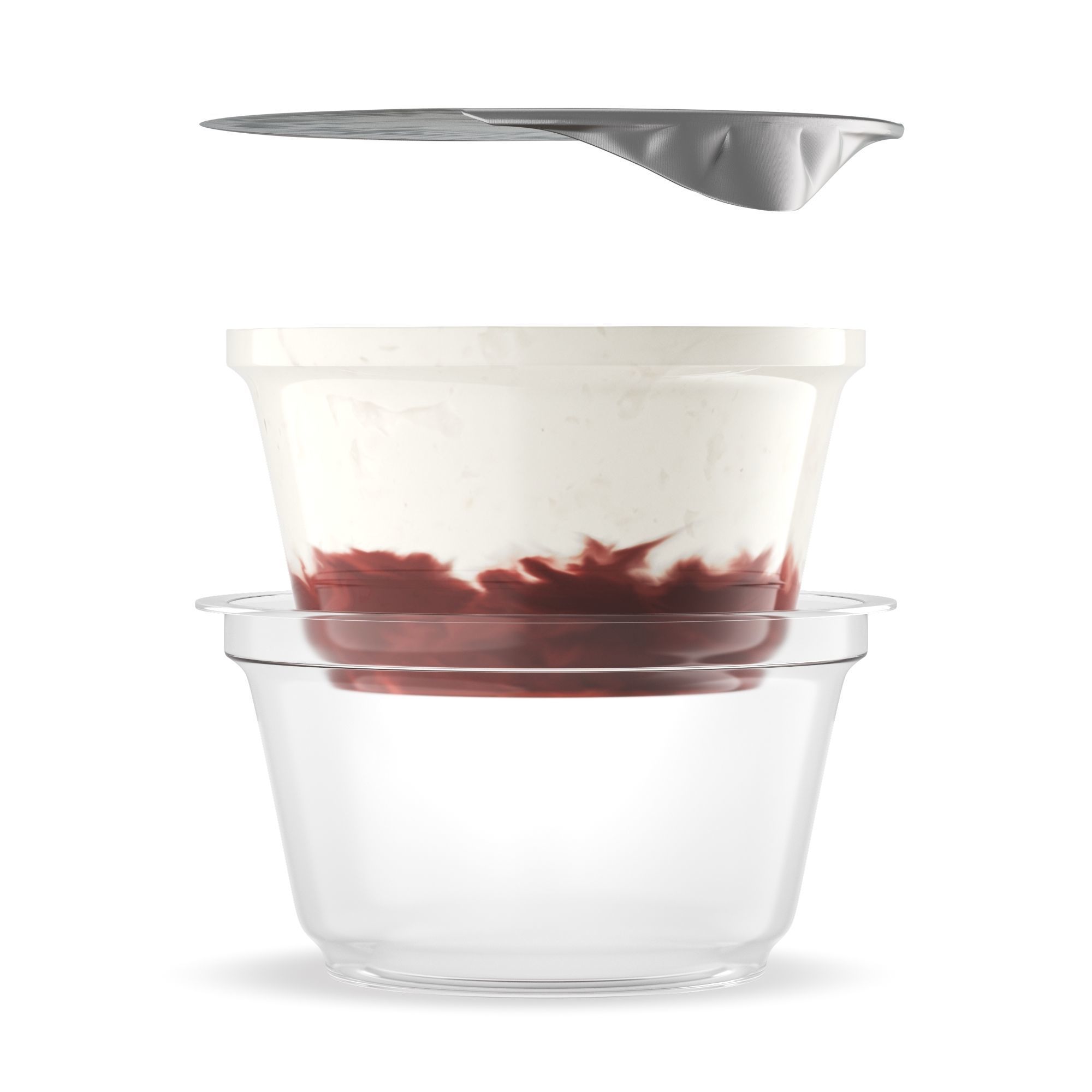 Plastic Cup Yogurt and Cherry Jam 3D model 3D model_3