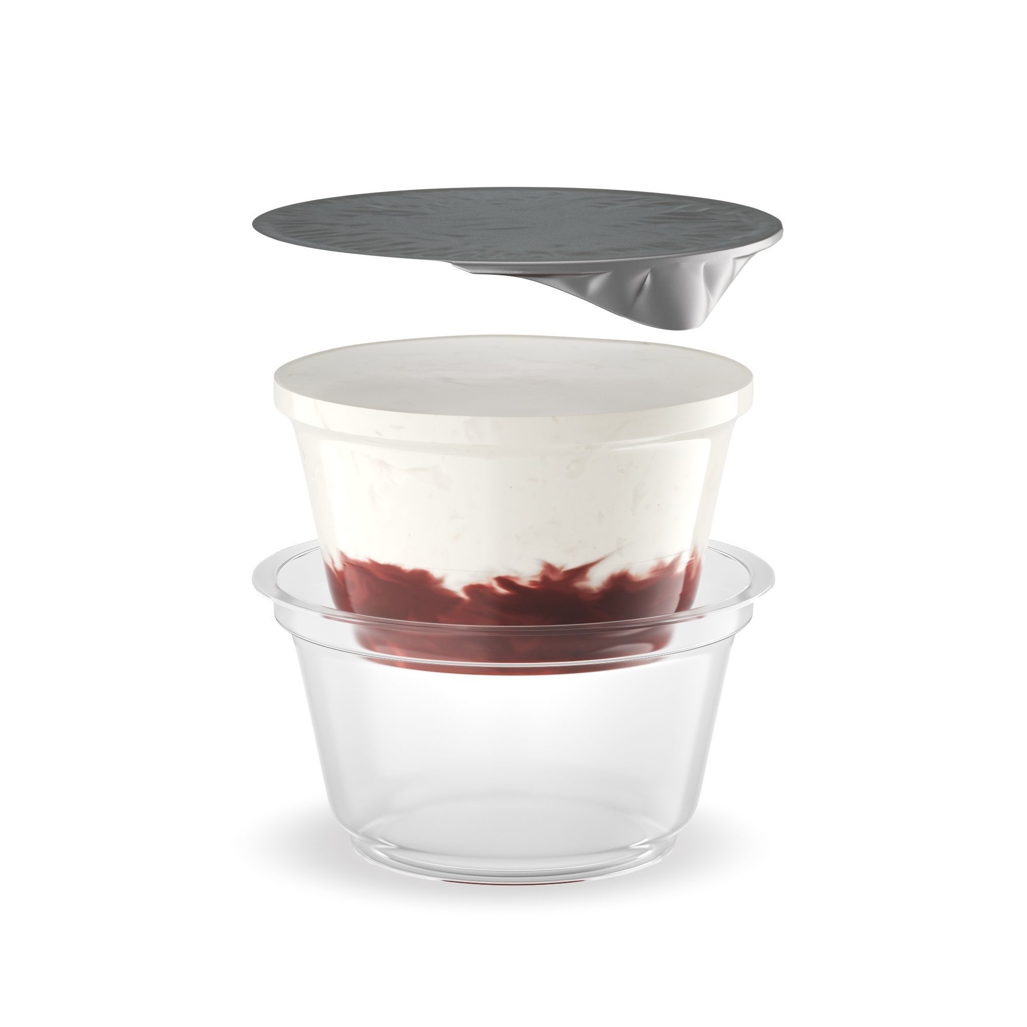 Plastic Cup Yogurt and Cherry Jam 3D model 3D model_1