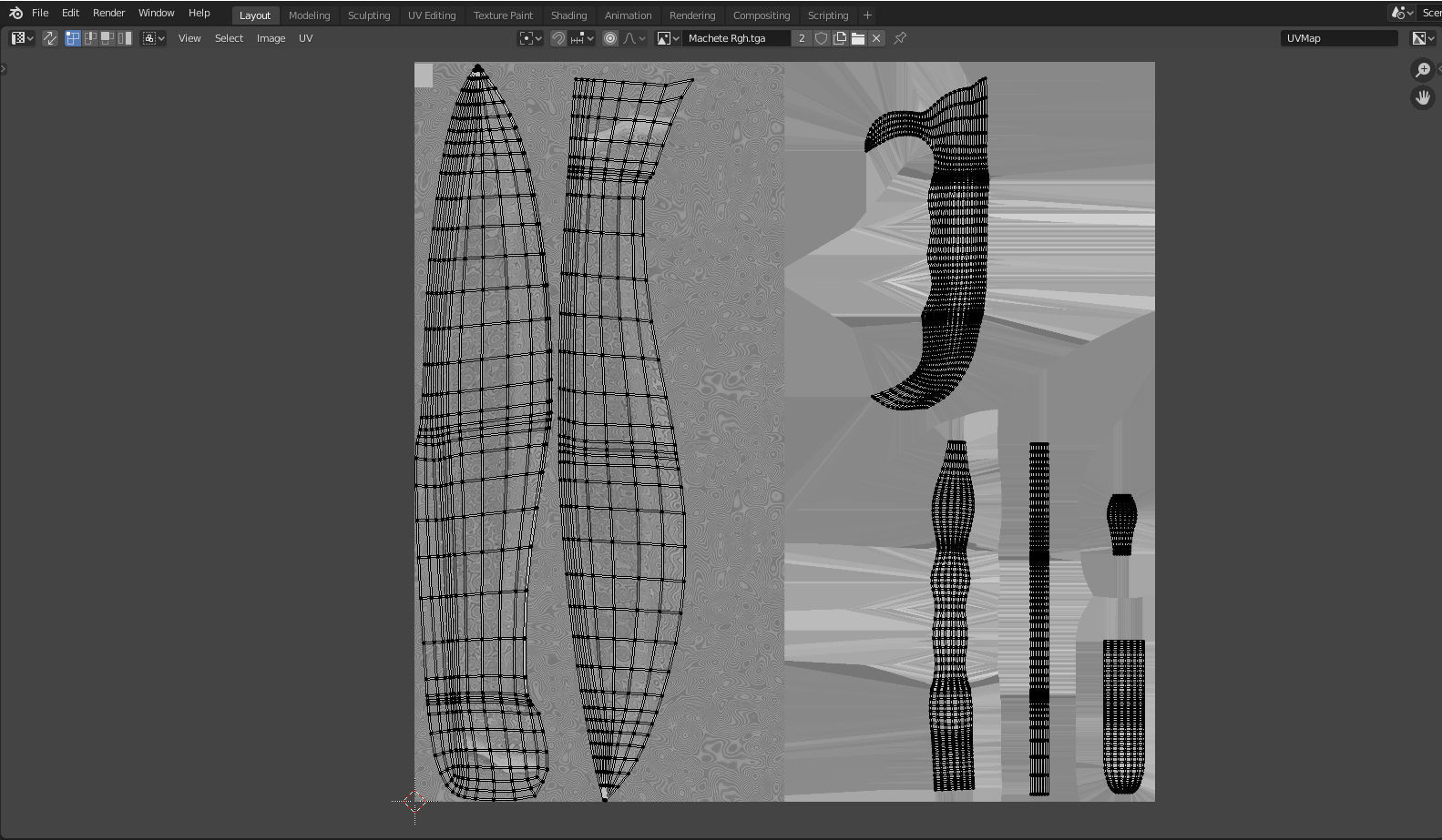 Damascus Hunting Machete Low-poly 3D model_9