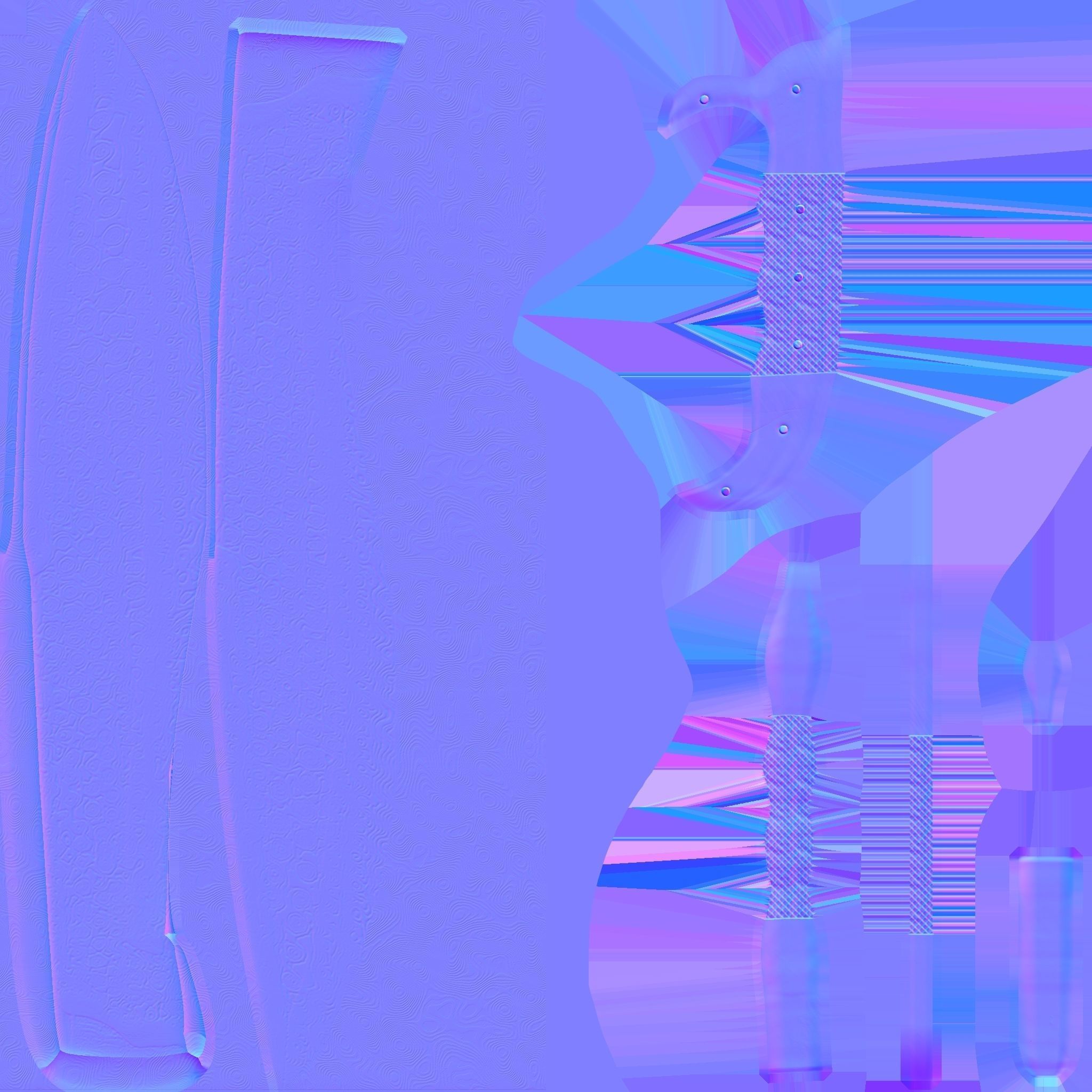 Damascus Hunting Machete Low-poly 3D model_6