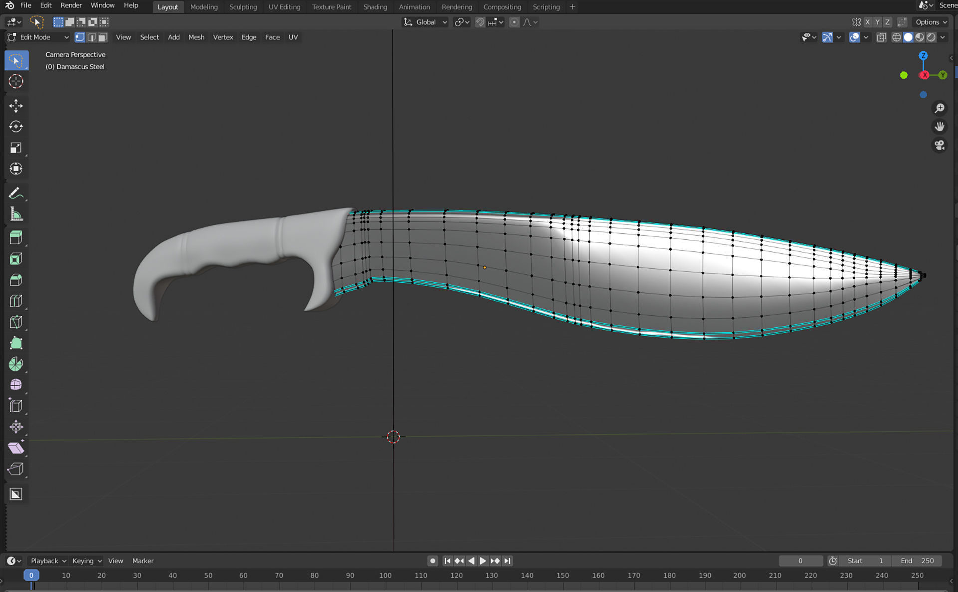 Damascus Hunting Machete Low-poly 3D model_3