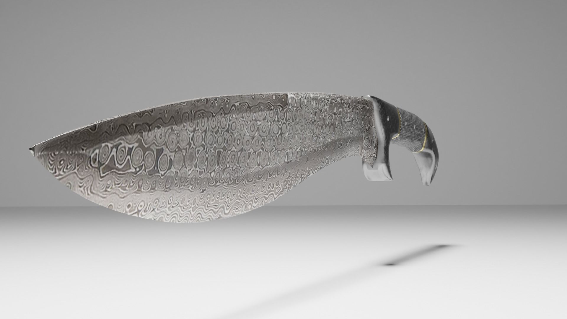 Damascus Hunting Machete Low-poly 3D model_1