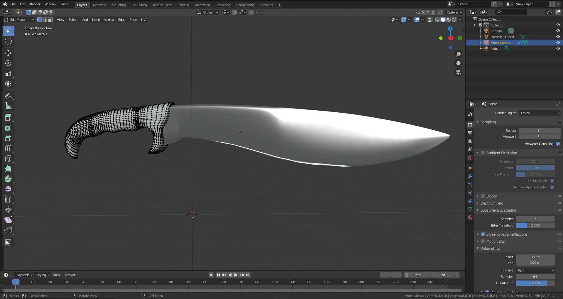 Damascus Hunting Machete Low-poly 3D model_4