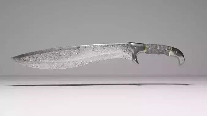 Damascus Hunting Machete Low-poly 3D model