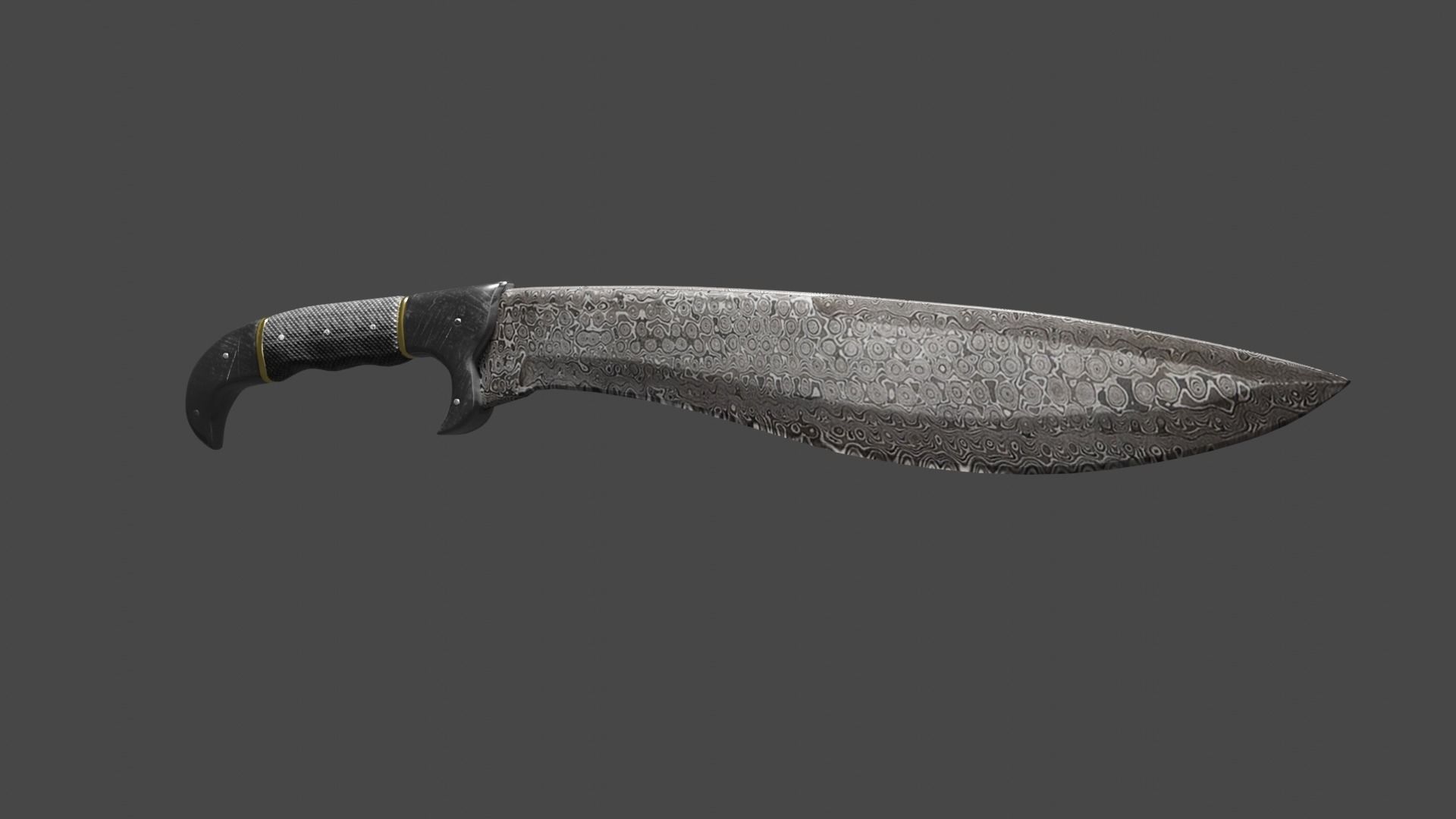 Damascus Hunting Machete Low-poly 3D model_2