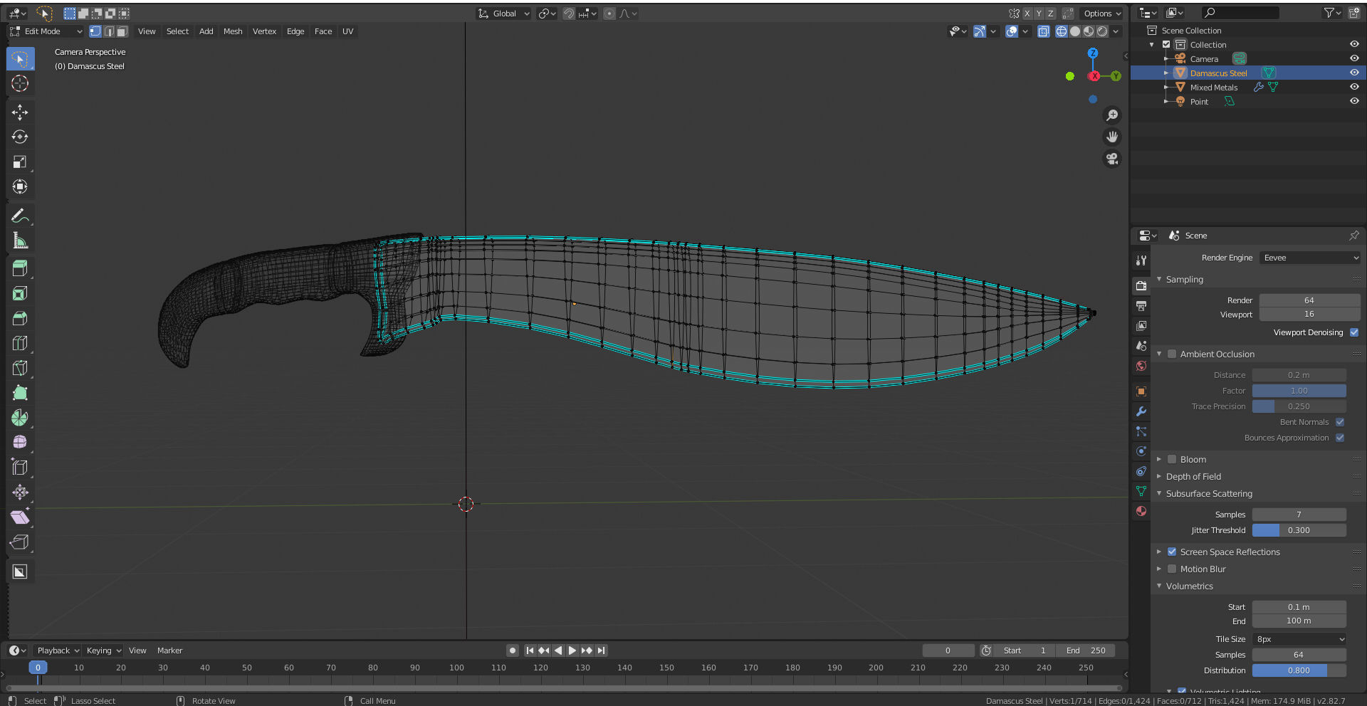 Damascus Hunting Machete Low-poly 3D model_5
