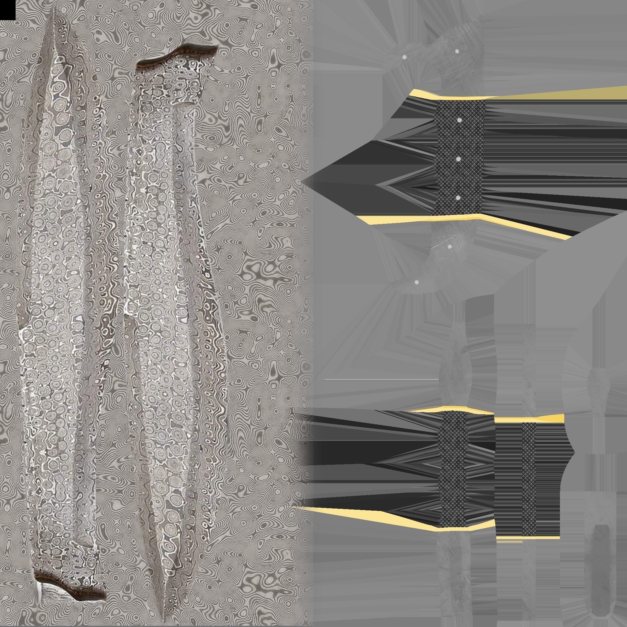 Damascus Hunting Machete Low-poly 3D model_7